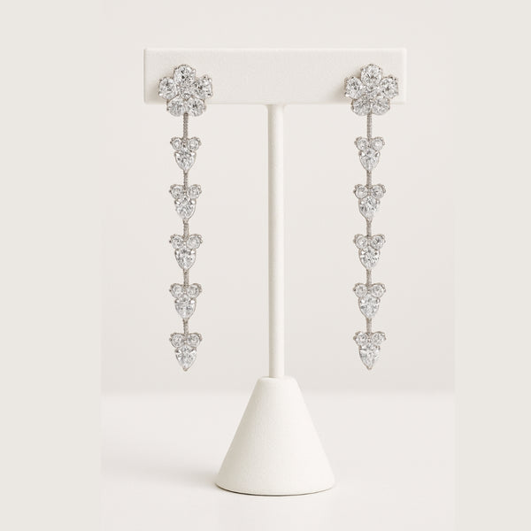 Dreamy White crystal Floral Bloom Danglers – Elegant Floral Dangler