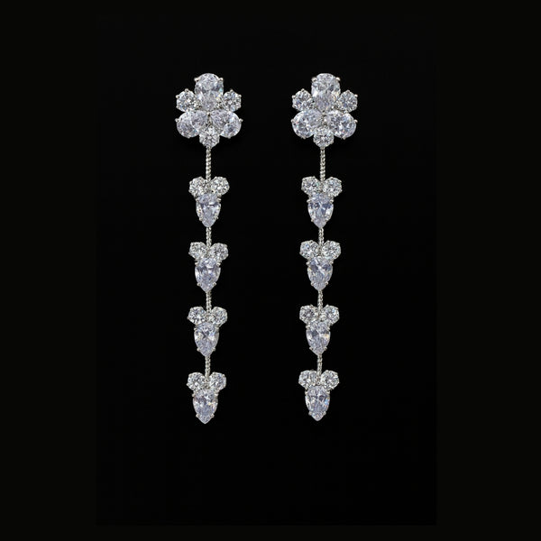 Dreamy White crystal Floral Bloom Danglers – Elegant Floral Dangler