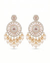 Dreamy Beige Sparkling Crystal Long Beads Earrings