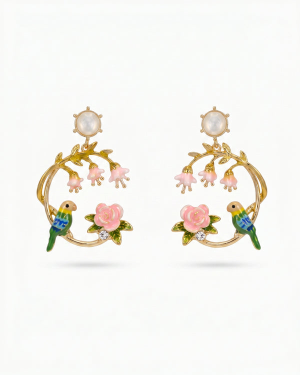 Pastel Floral Hoop Earrings Cute Dainty Gold Earrings
