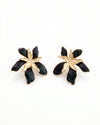 Black Orchid Enamel Flower Earrings