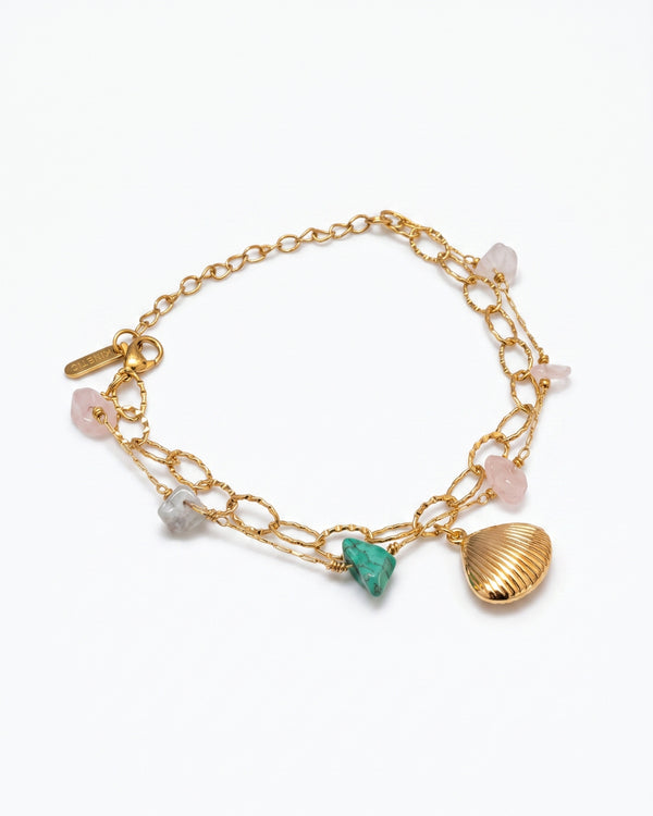Gold Shell Boho Beach Stone Bracelet