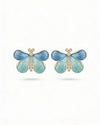 Blue & Teal Butterfly Enamel Stud Earrings