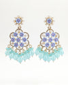 Floral Sea blue Long Dangler Designer Earrings