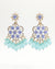 Floral Sea blue Long Dangler Designer Earrings