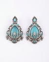 Oxidised Silver Turquoise Teardrop Earrings – Traditional Ethnic Design