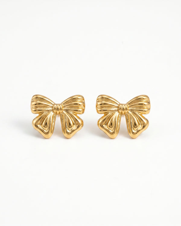 Golden Bow Stud Earrings