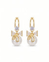 Charming Bow Pearl Hoop Earrings