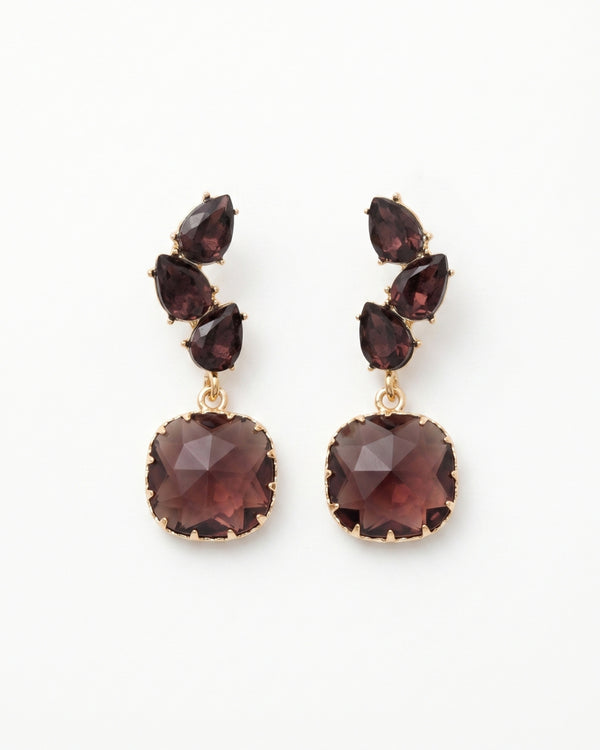Brown Crystal Drop Earrings