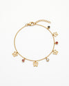 Gold Butterfly Enamel Adjustable Chain Charm Bracelet
