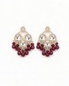 Ethnic Kundan Mirror Red Wine Beads Earrings