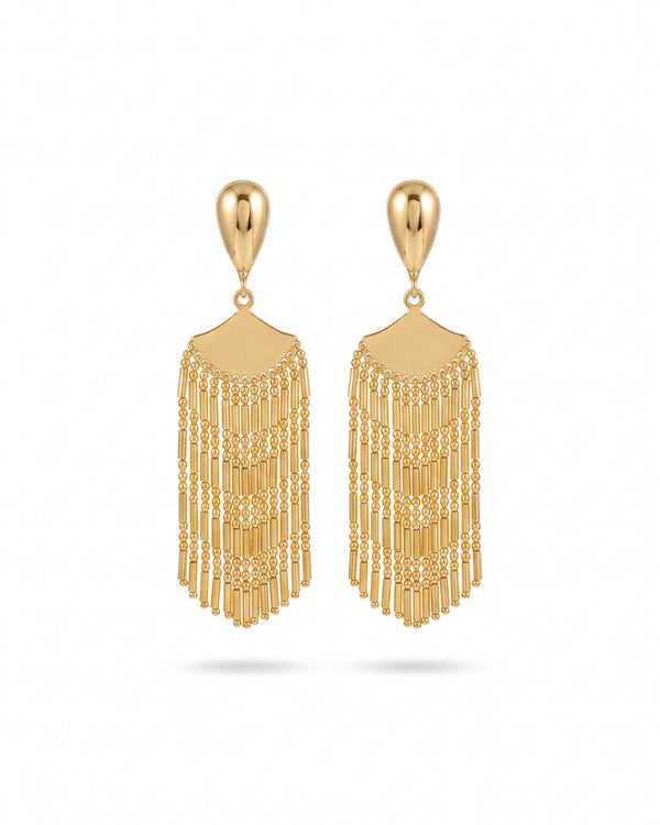 Bold Glam Golden Tassel Dangler Earrings