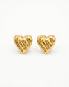 Gold Wavy Heart Stud Earrings