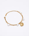 Gold Ocean Shell Heart Charm Bracelet