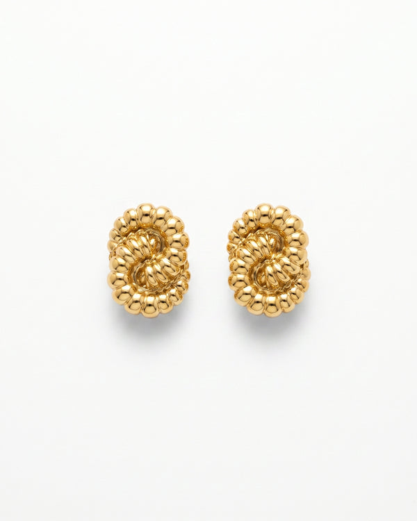 Golden Spiral Stud Earrings – Bold & Elegant Textured Design