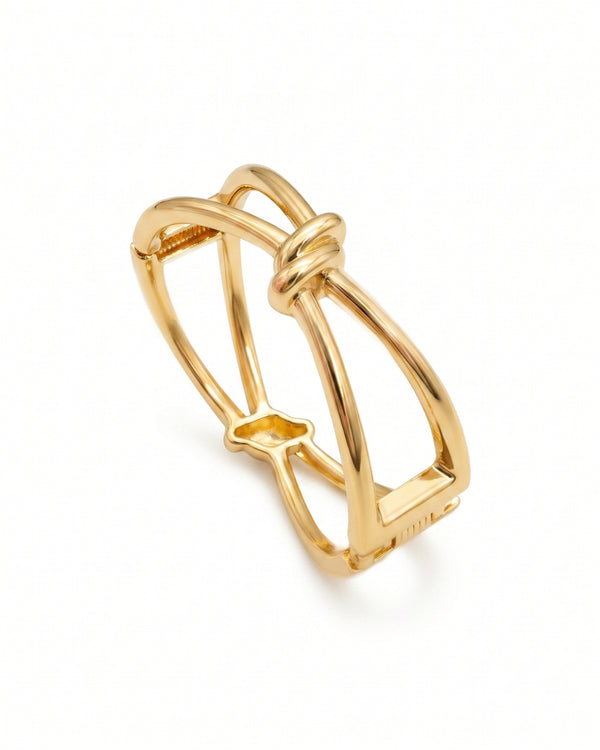 Golden Knot Cuff Bracelet – Bold Minimalist Statement