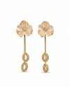Elegant White Floral Drop Earrings with Golden Dangles