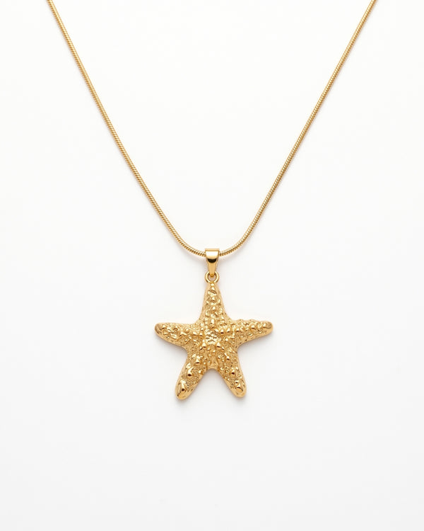 Golden Starfish Pendant Necklace – Coastal Charm Jewelry
