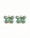 Green Butterfly Enamel Stud Earrings