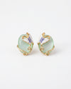 Green Stone Butterfly Elegant Gold Finish Stud Earrings