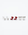 Scarlet Heart & Bow Stud Earrings Combo – Cute Pearl, Red Heart & Ball Studs for Women & Girls