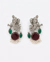 Radha Krishna Beautiful Silver Plated Oxidised Earring in Marooon