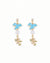 Blue Enamel Bird Drop Earrings with Pearl & Floral Charm