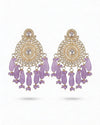 Kundan Round Long Pink Beads Jhumka Earrings