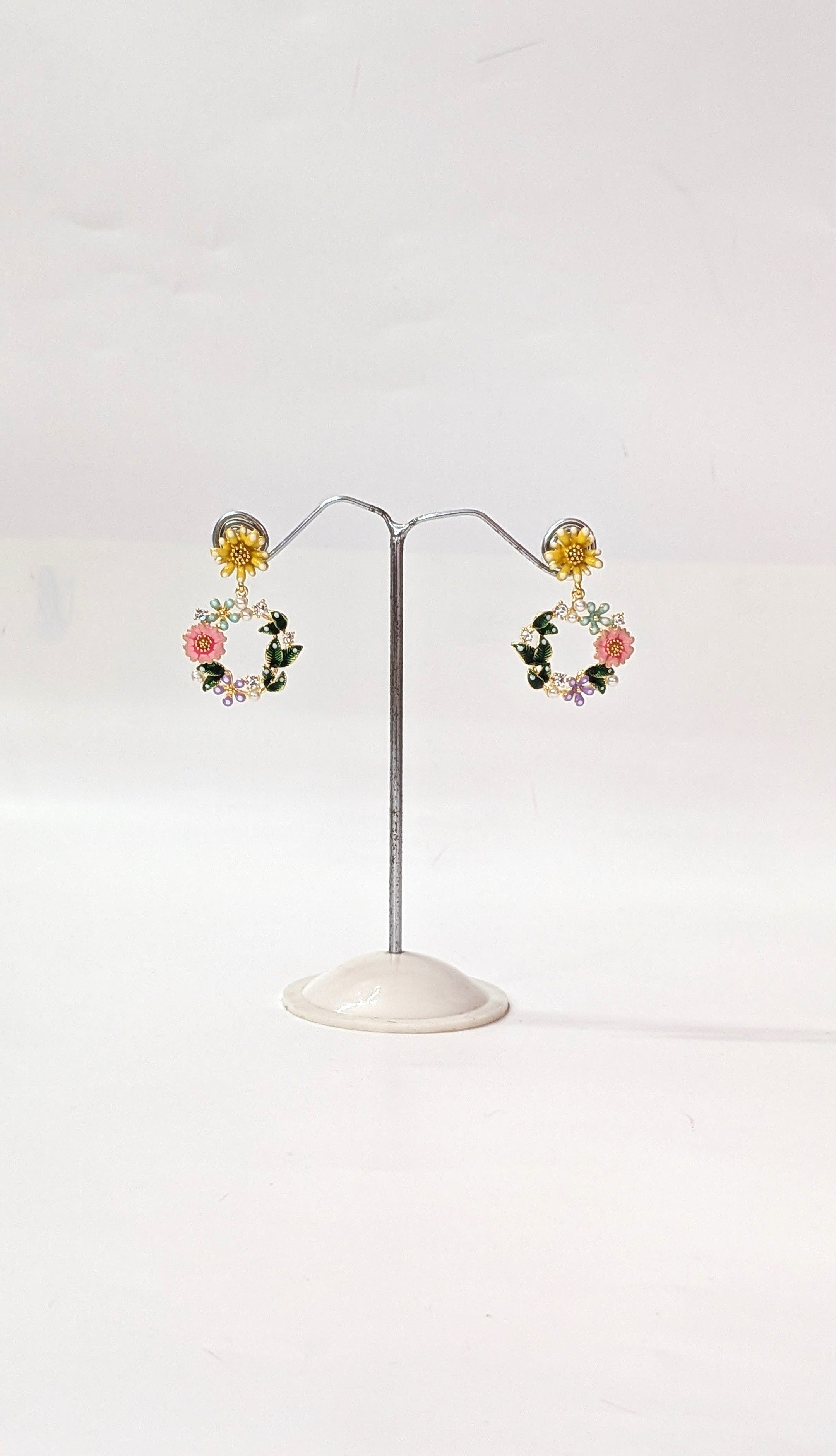 Colorful Floral Hoop Earrings – Spring Garden Style for Women