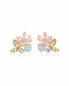 Pink Floral Crystal Stud Earrings with Pastel Stones – Elegant Daily & Party Wear