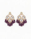 Ethnic Kundan Mirror Jhumka with Purple Beads