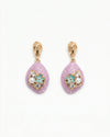 Lavender Textured Drop Earrings with Crystal & Pearl Accents