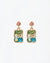 Vintage Blue Floral Rectangle Artistic Drop Earrings