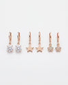 Golden Star & Blossom Hoops Combo Set – 6 Pairs of Everyday Elegance