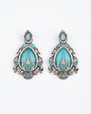 Oxidised Silver Blue Teardrop Earrings – Ethnic Boho Statement