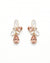 Peach Petal Floral Crystal Earrings with Pearl Drops