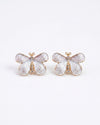 White Butterfly Enamel Stud Earrings