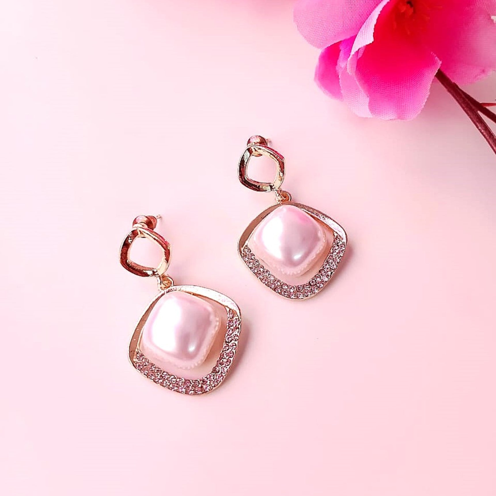 Diamond Pearl Earrings