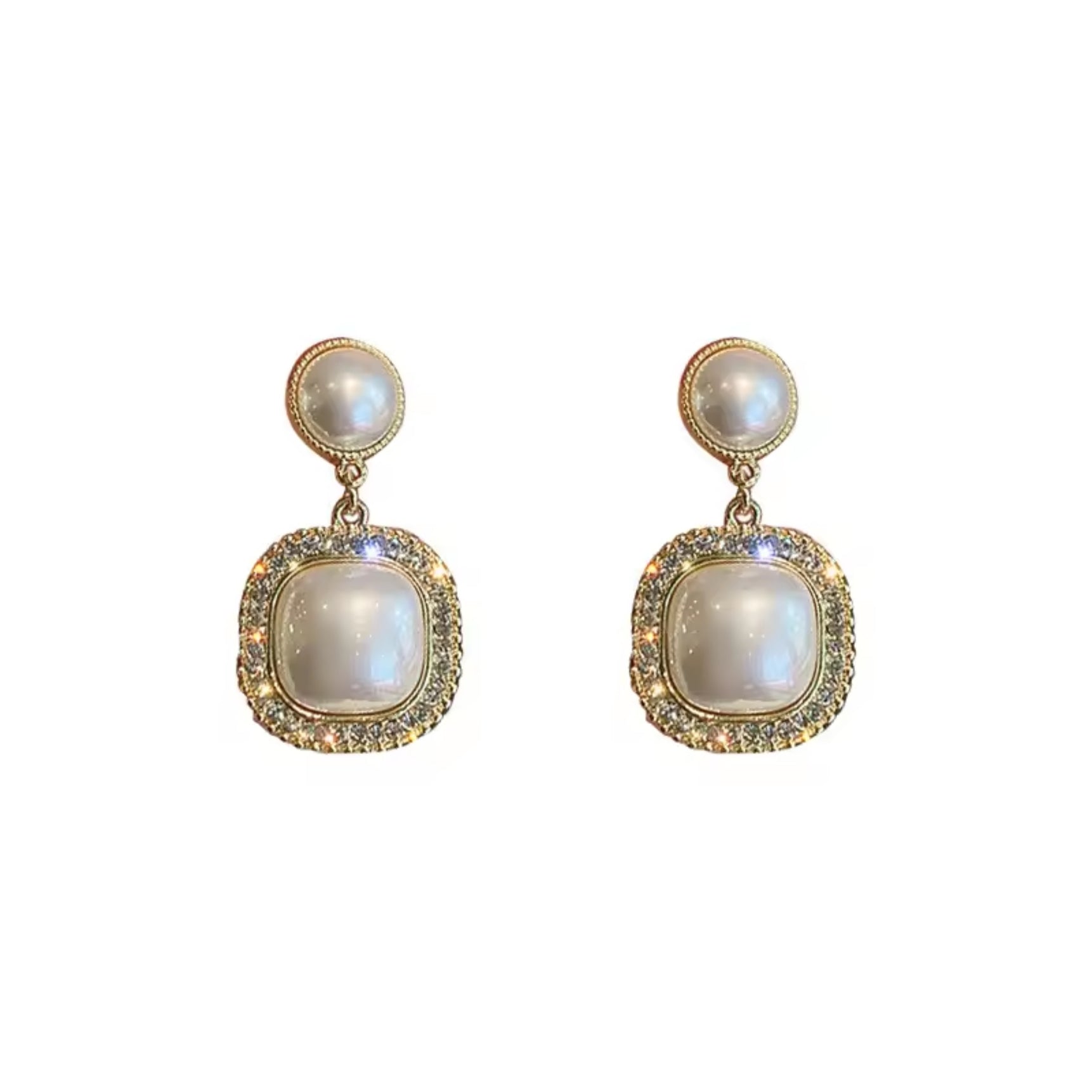 Square Pearl Drop Earrings