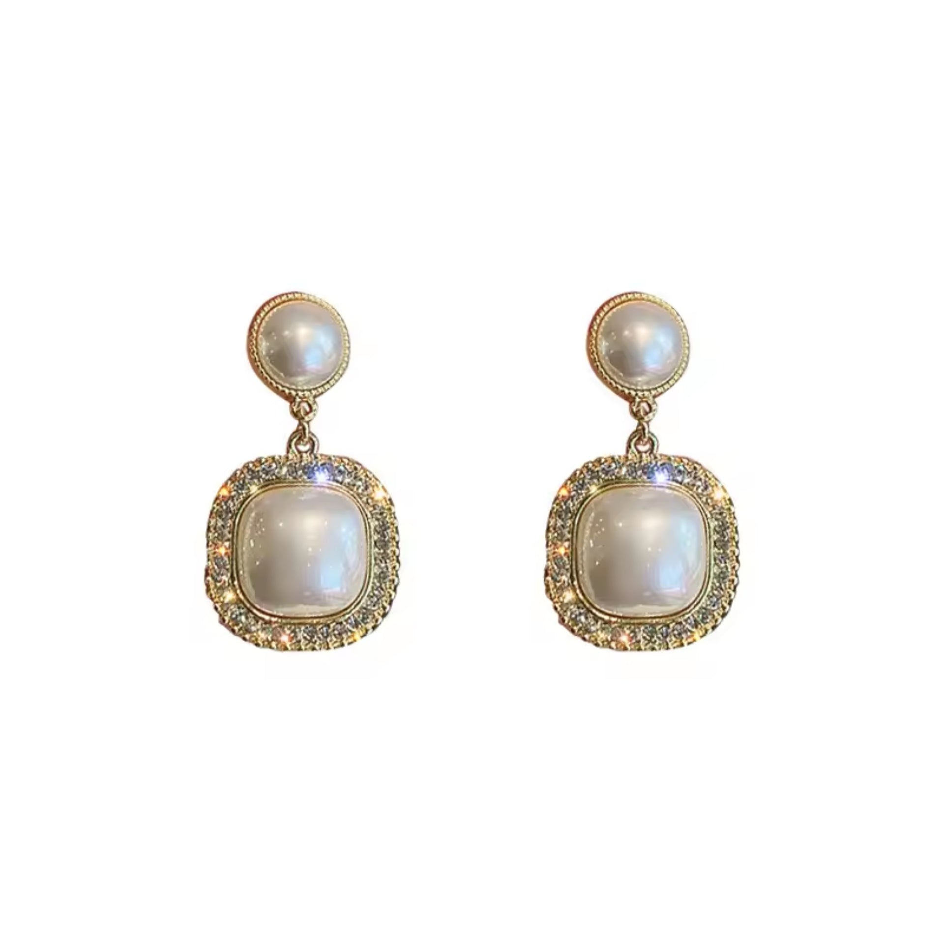 Square Pearl Drop Earrings