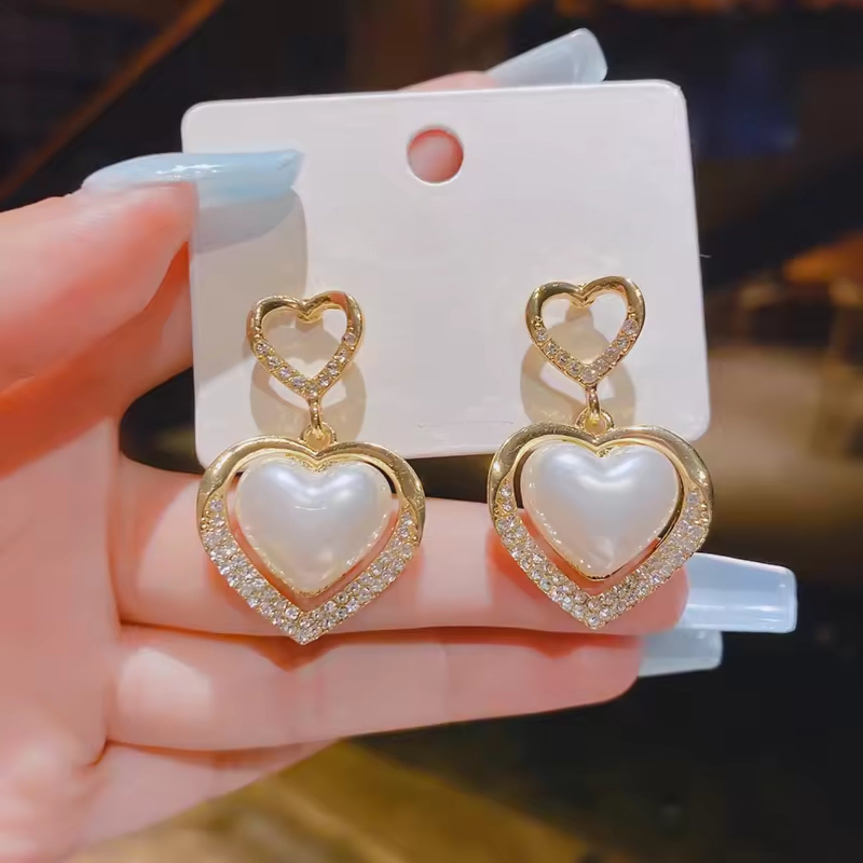 Pure White Pearl Heart Earrings