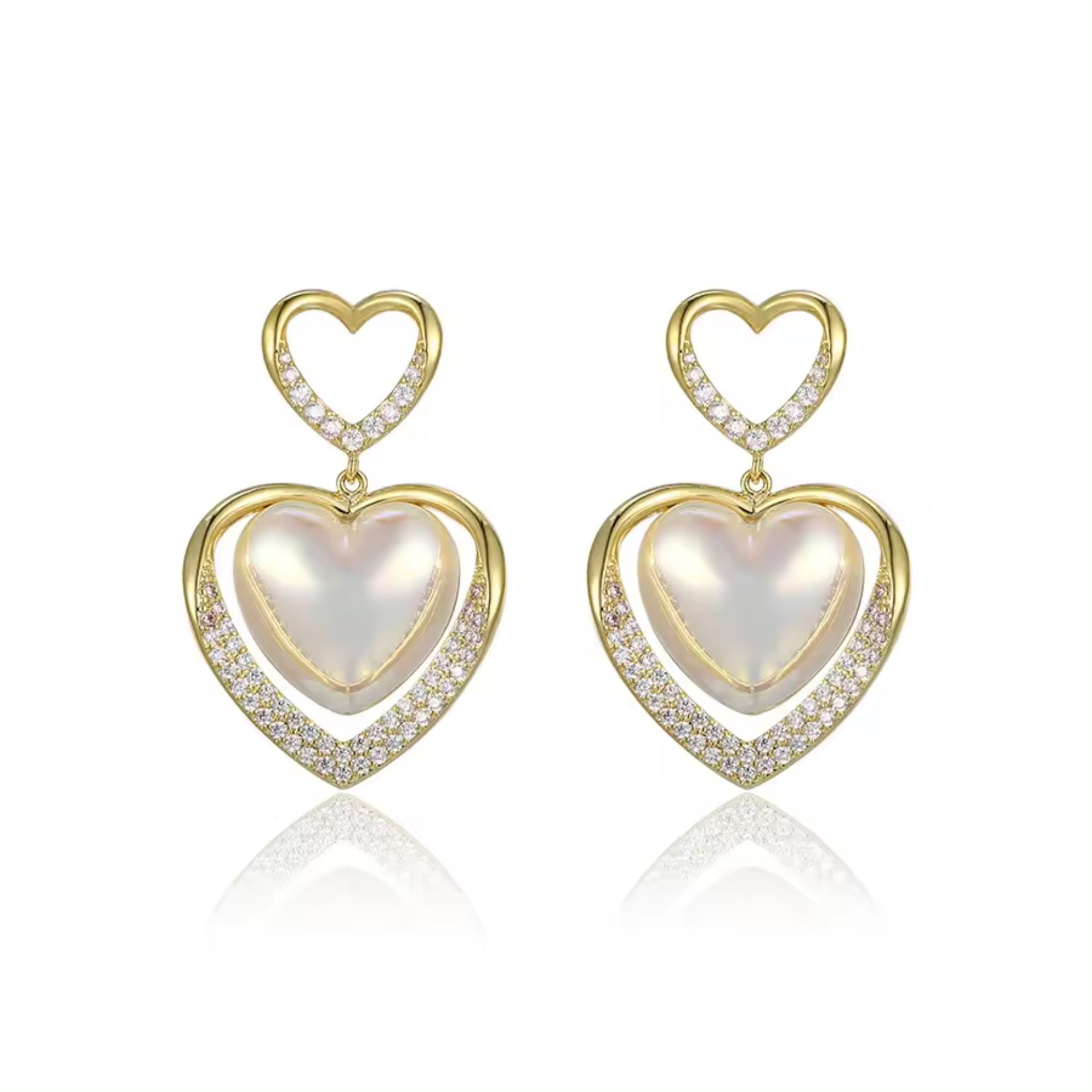 Pure White Pearl Heart Earrings