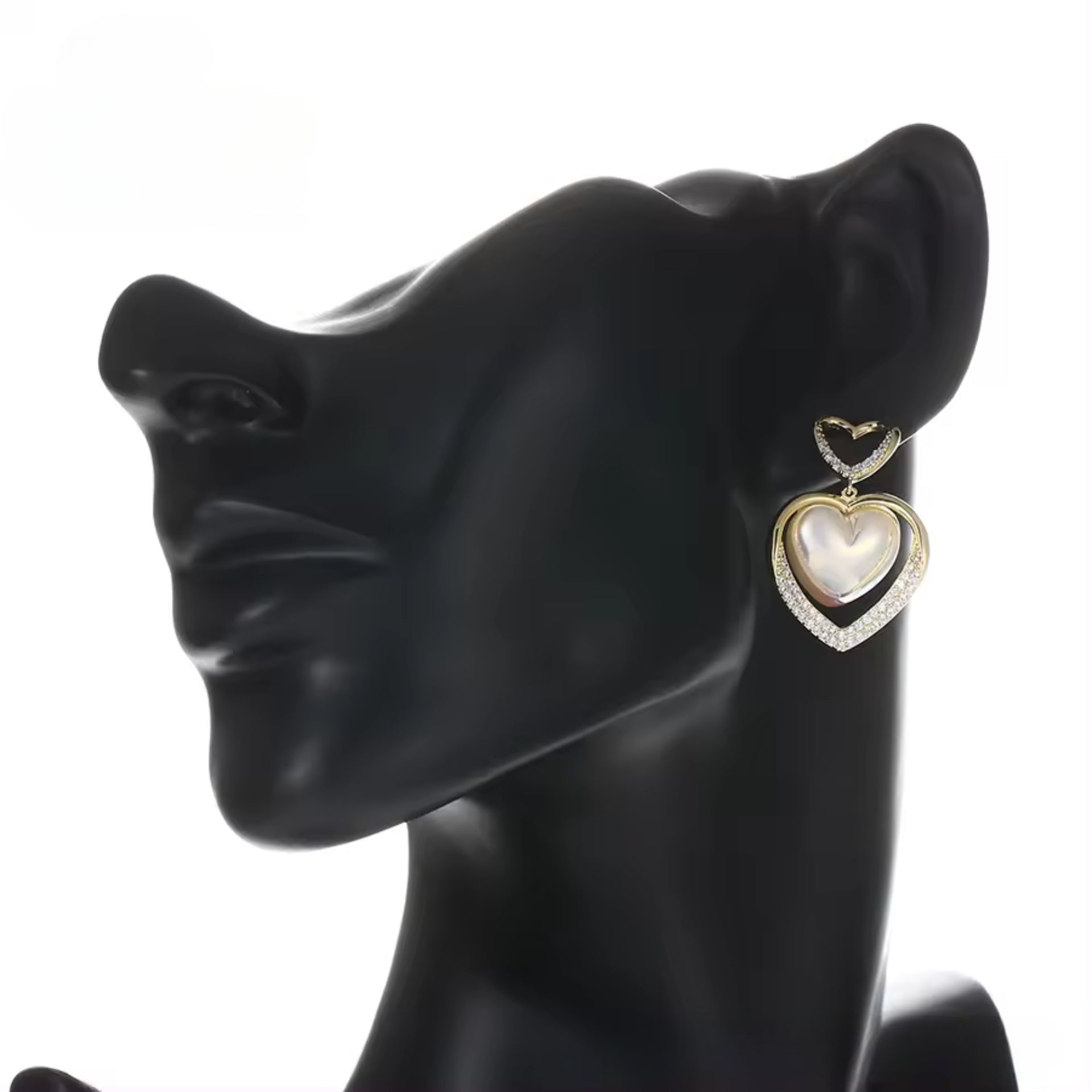 Pure White Pearl Heart Earrings