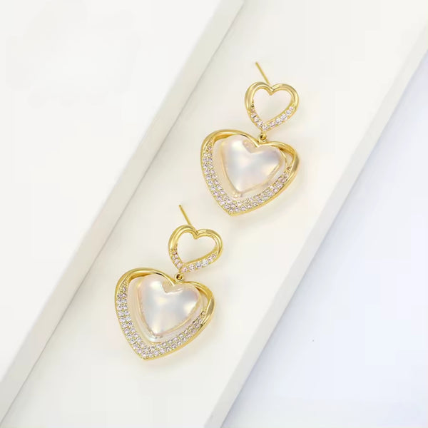 Pure White Pearl Heart Earrings