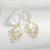 Glittering Diamond Pearl Hoop Earrings