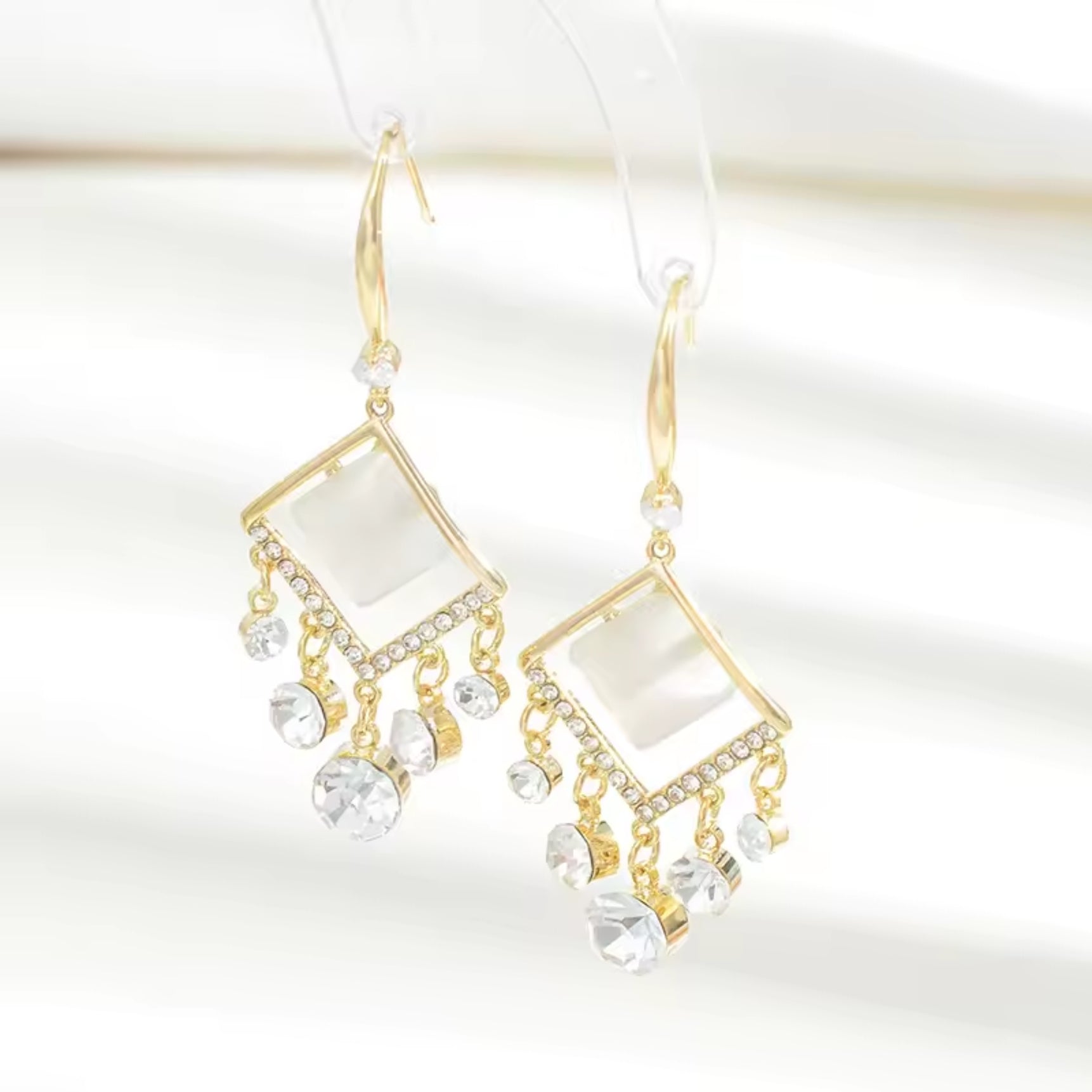 Glittering Diamond Pearl Hoop Earrings