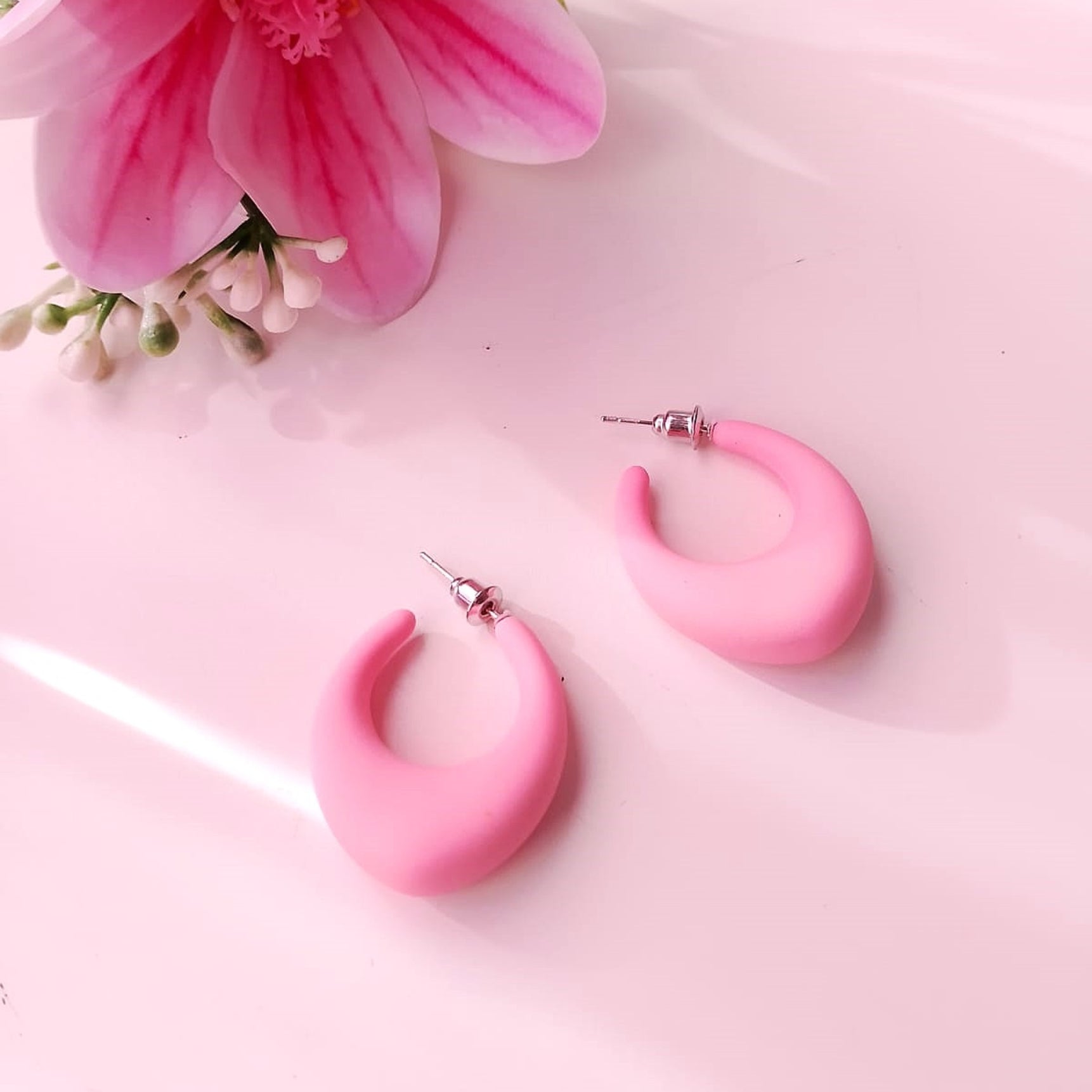 Pastel Dreams Multicolour Hoop Earrings Set – 3 Pair Chunky Matte Hoops for Women & Girls