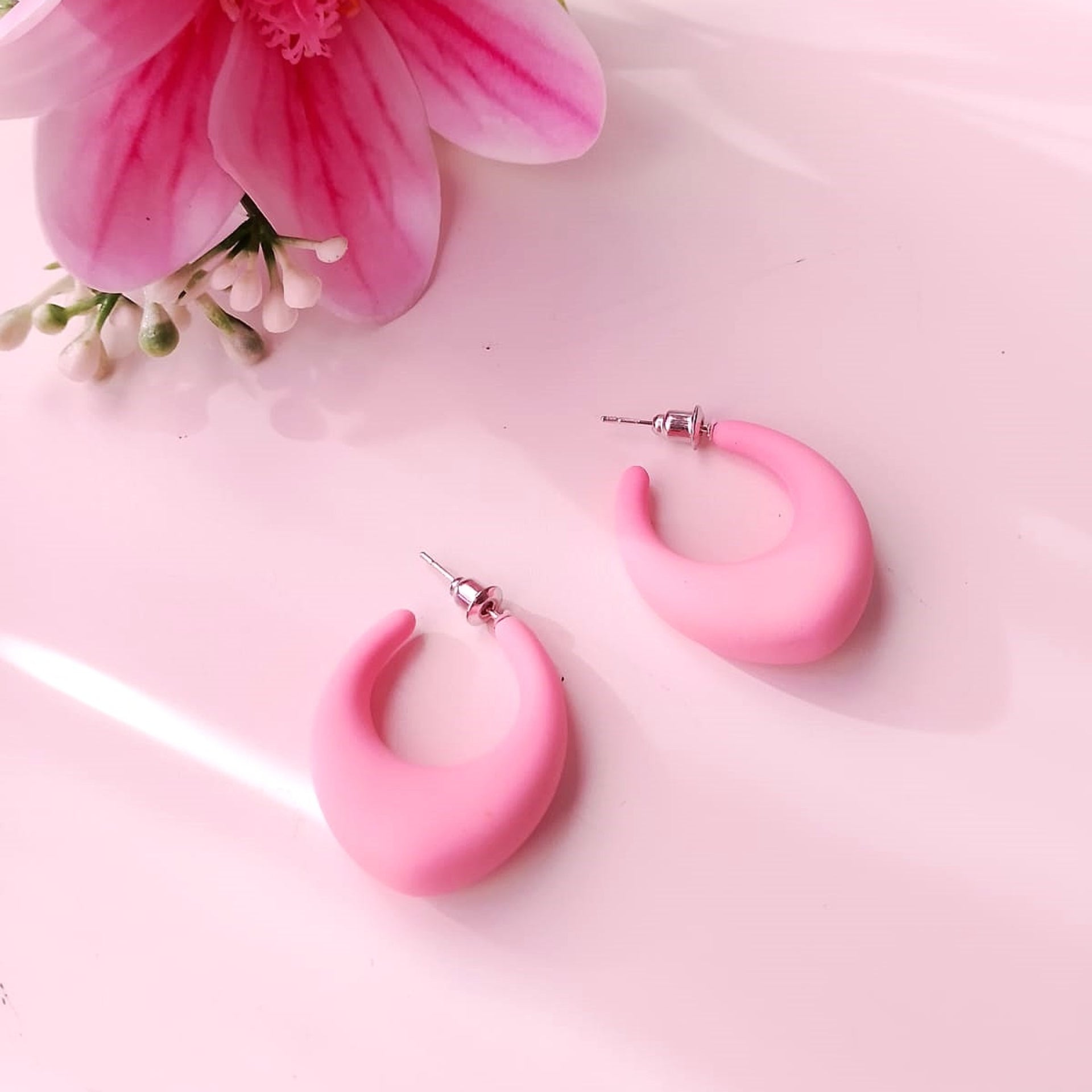 Pastel Dreams Multicolour Hoop Earrings Set – 3 Pair Chunky Matte Hoops for Women & Girls