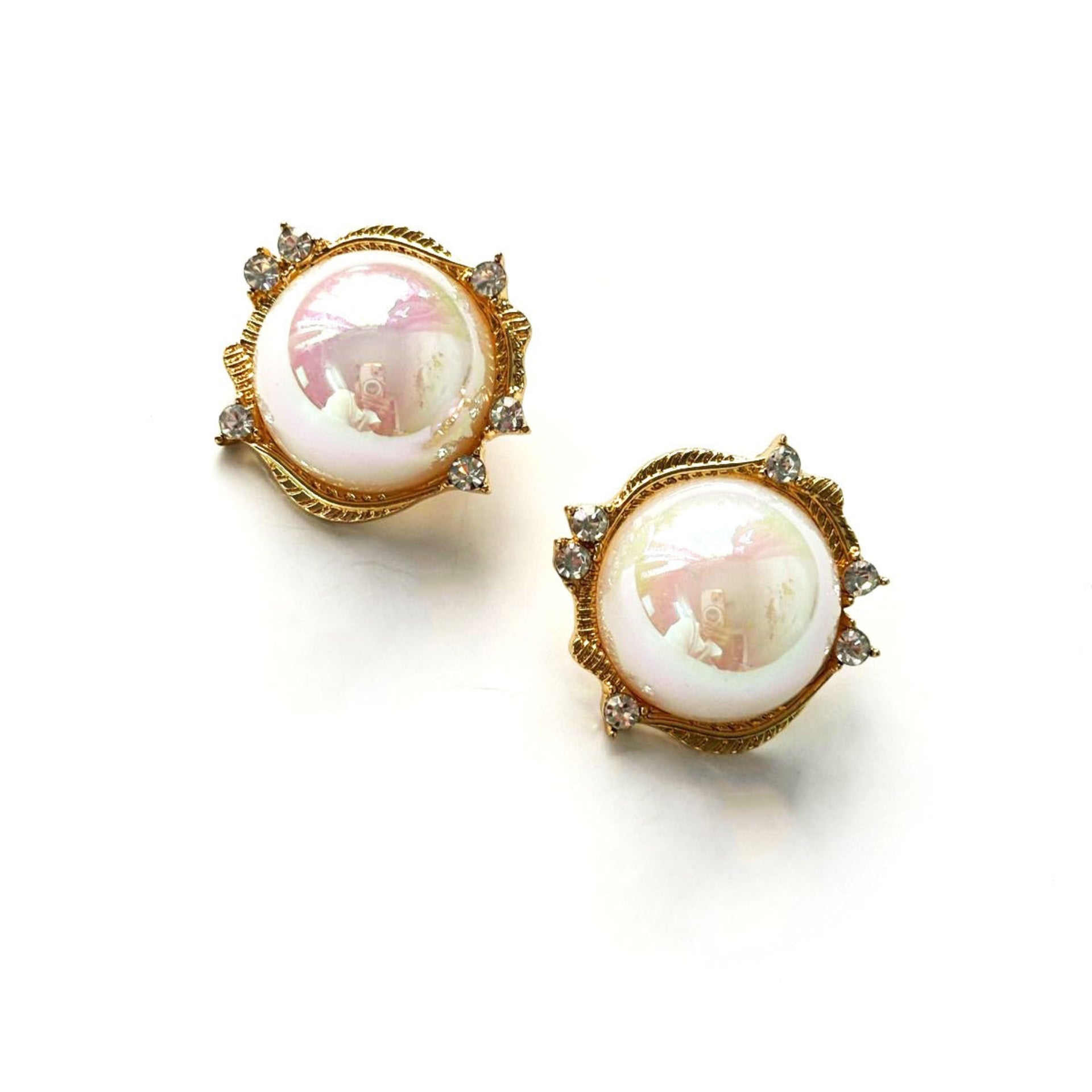 Bold Big Pearl Gold Stud Earrings