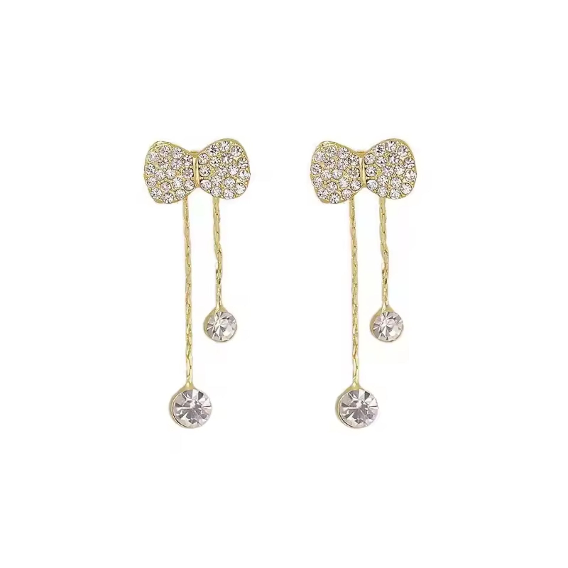 Dazzling Diamond Bow Drop Earrings